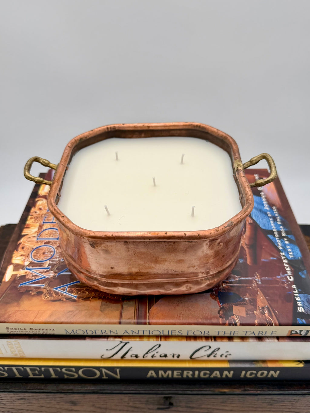 Vintage Turkish Octagonal Copper Pot With Brass Handles