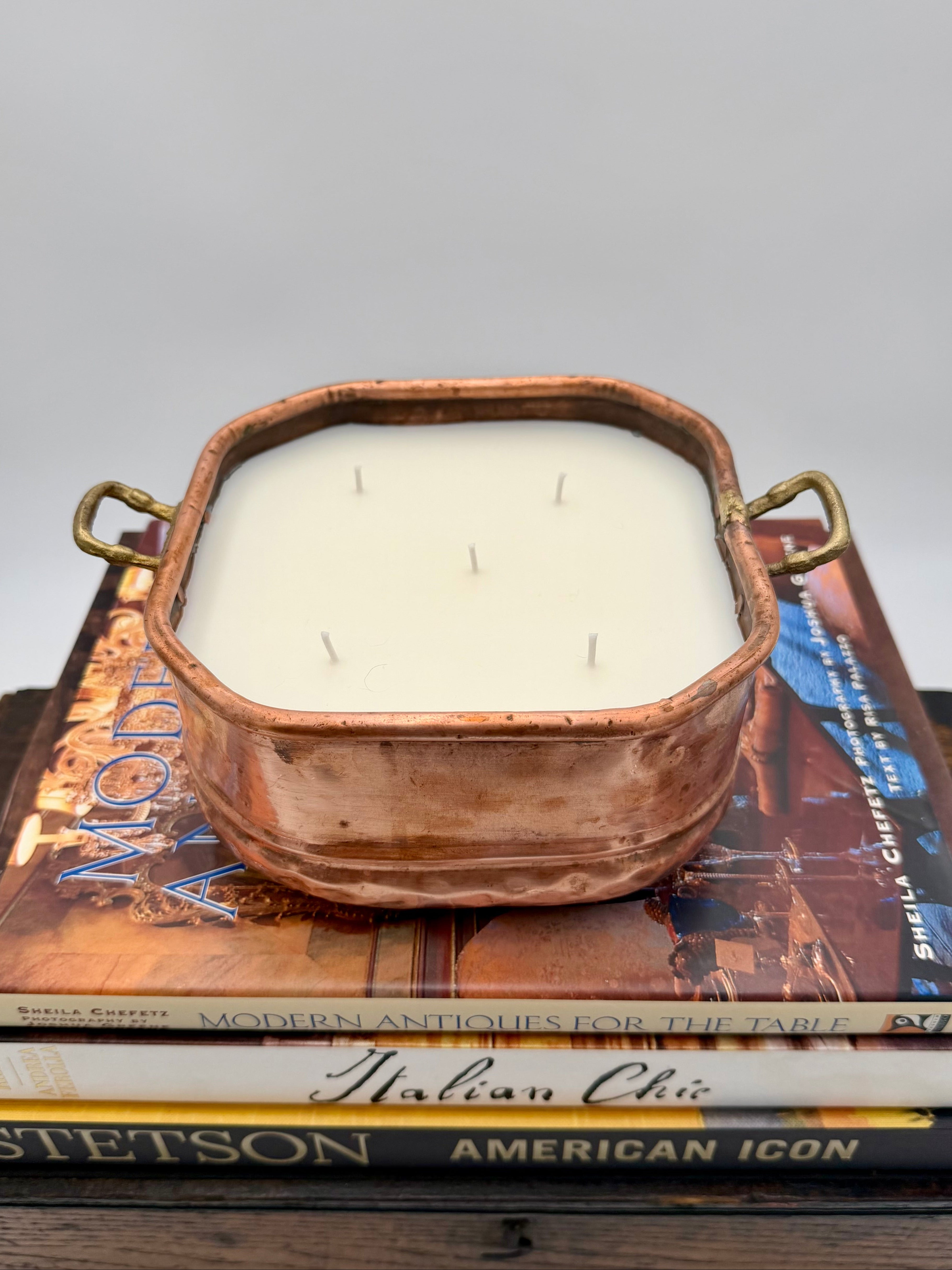 Vintage Turkish Octagonal Copper Pot With Brass Handles