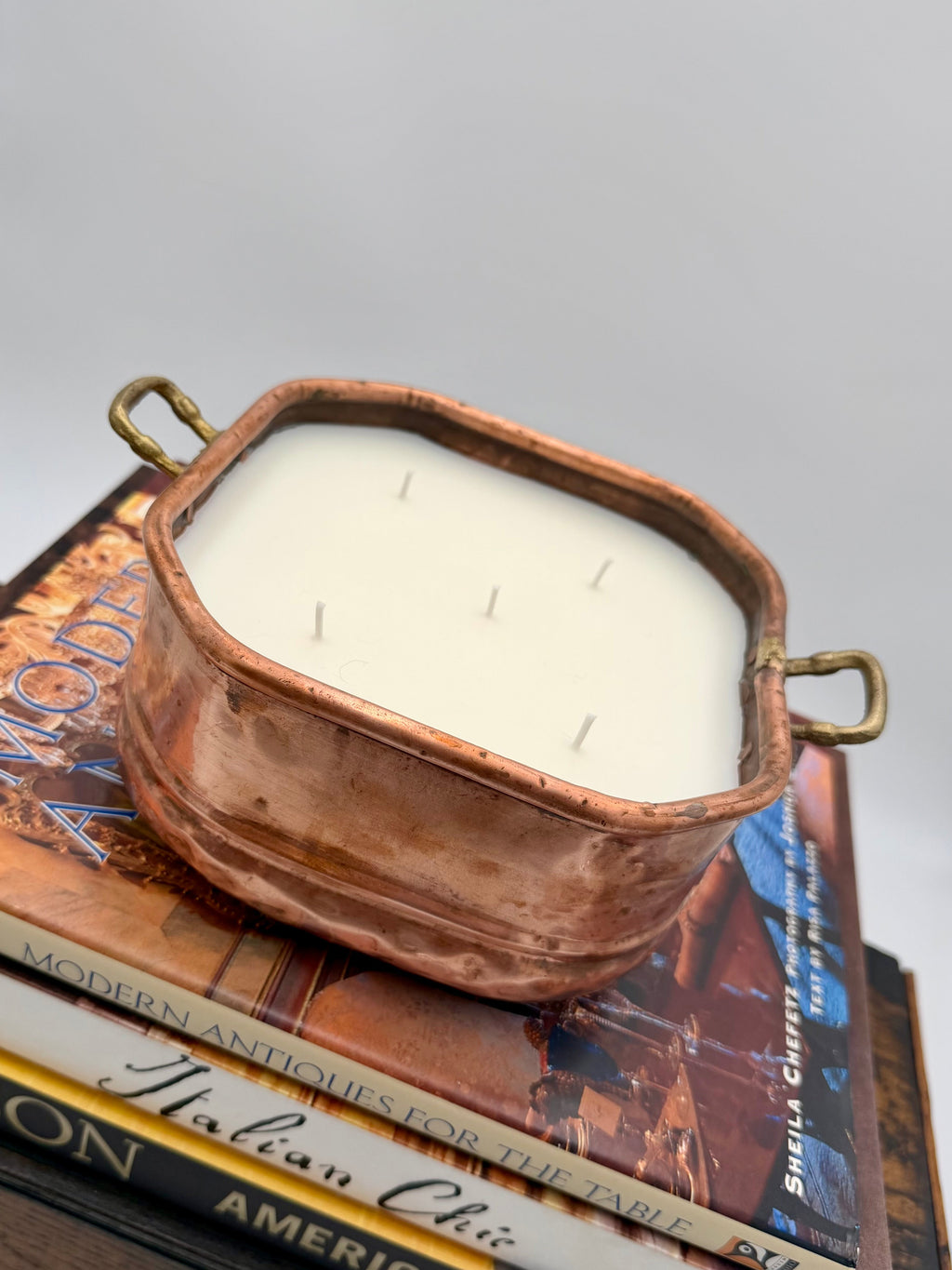 Vintage Turkish Octagonal Copper Pot With Brass Handles