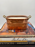 Vintage Copper Oval Cachepot with Brass Handles