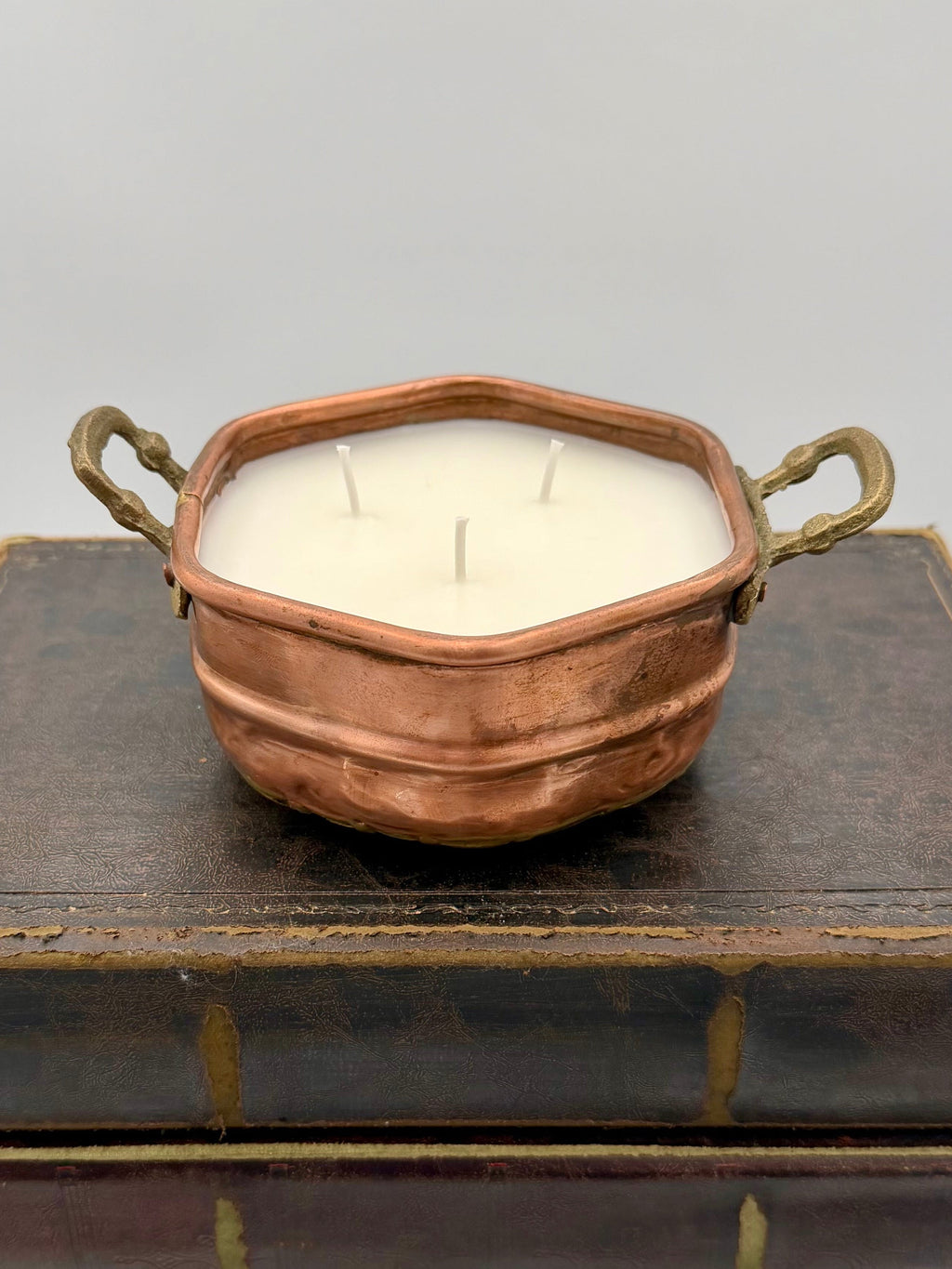 Vintage Turkish Hexagonal Copper Pot With Brass Handles