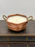 Vintage Turkish Hexagonal Copper Pot With Brass Handles