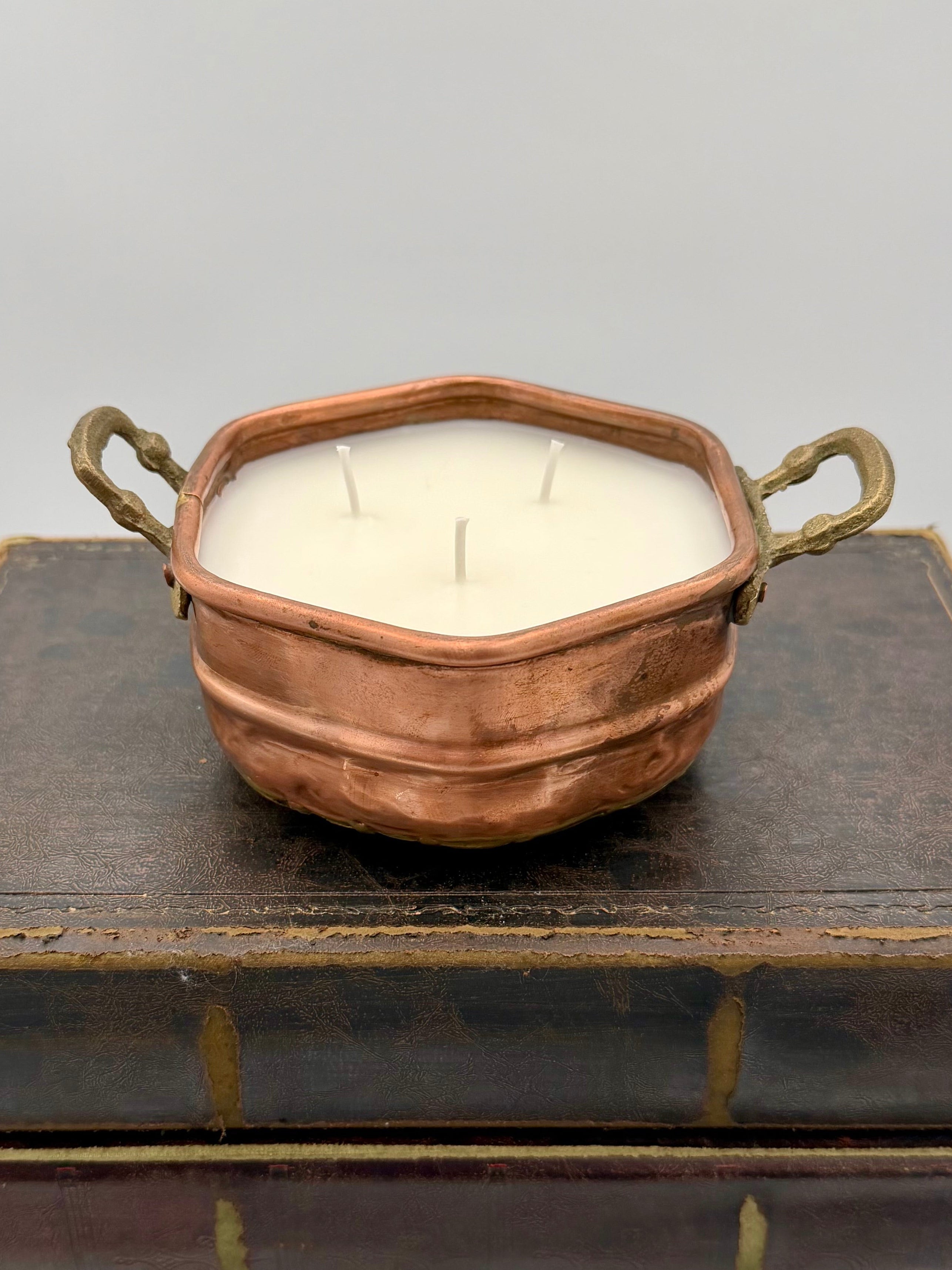 Vintage Turkish Hexagonal Copper Pot With Brass Handles