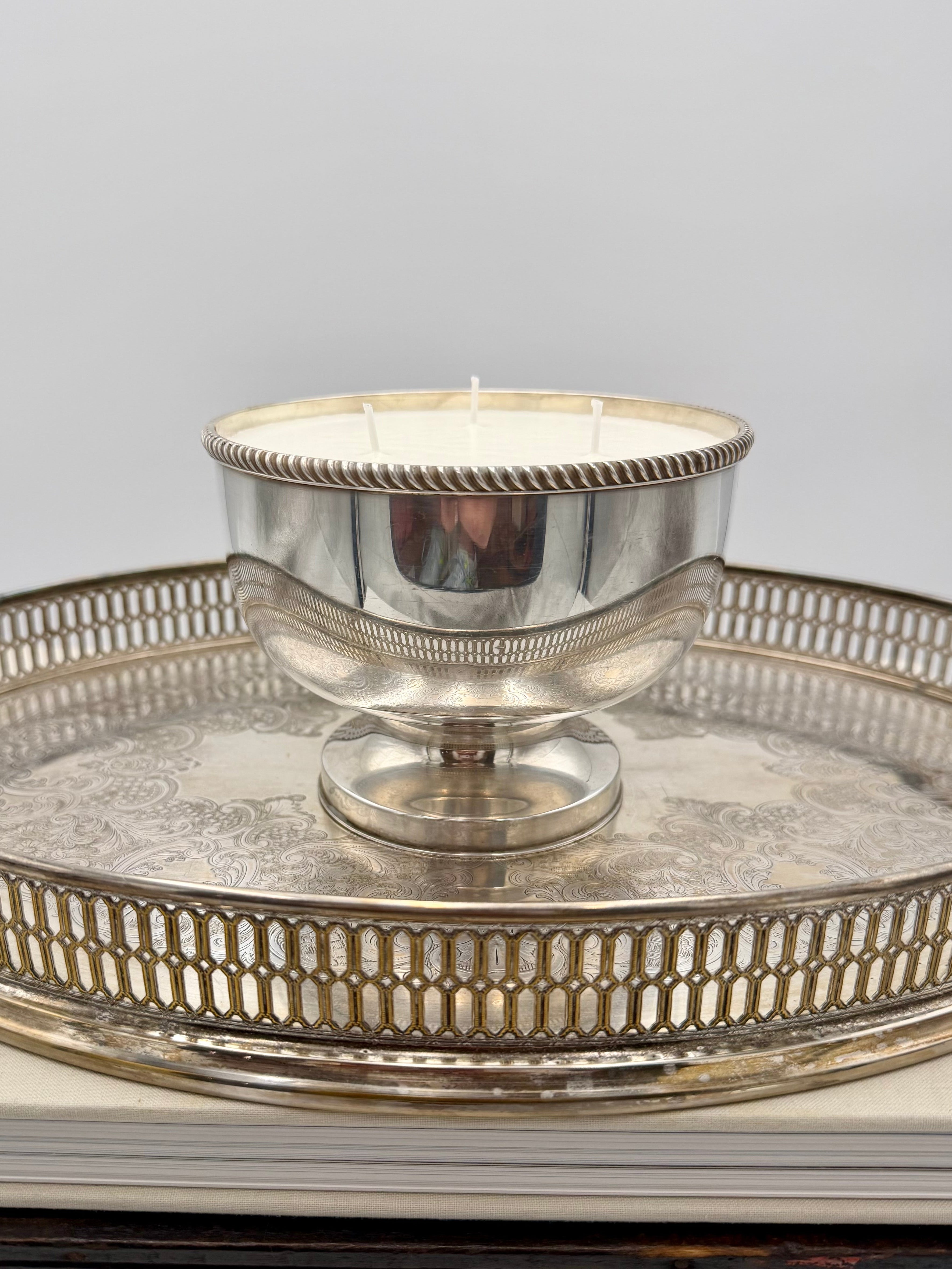 Vintage Silver-Plated Pedestal Bowl with Rope Rim Detail - Made in England
