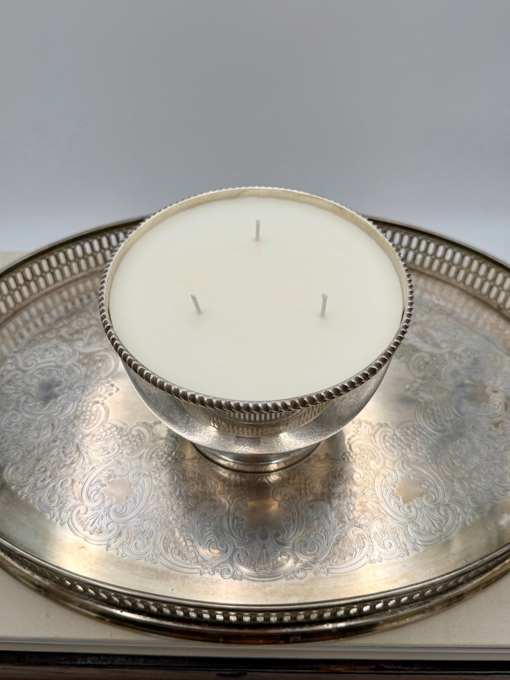Vintage Silver-Plated Pedestal Bowl with Rope Rim Detail - Made in England