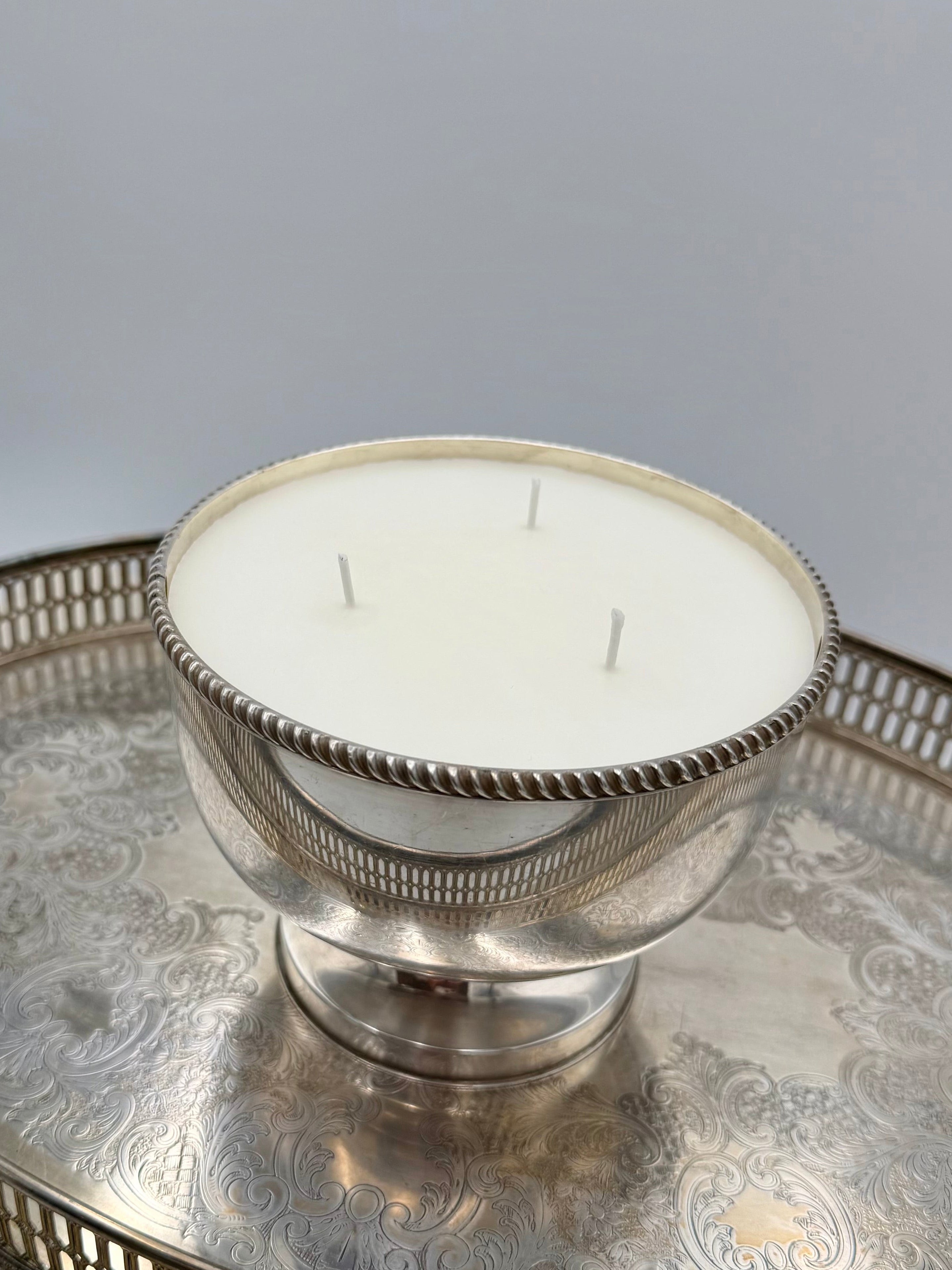 Vintage Silver-Plated Pedestal Bowl with Rope Rim Detail - Made in England