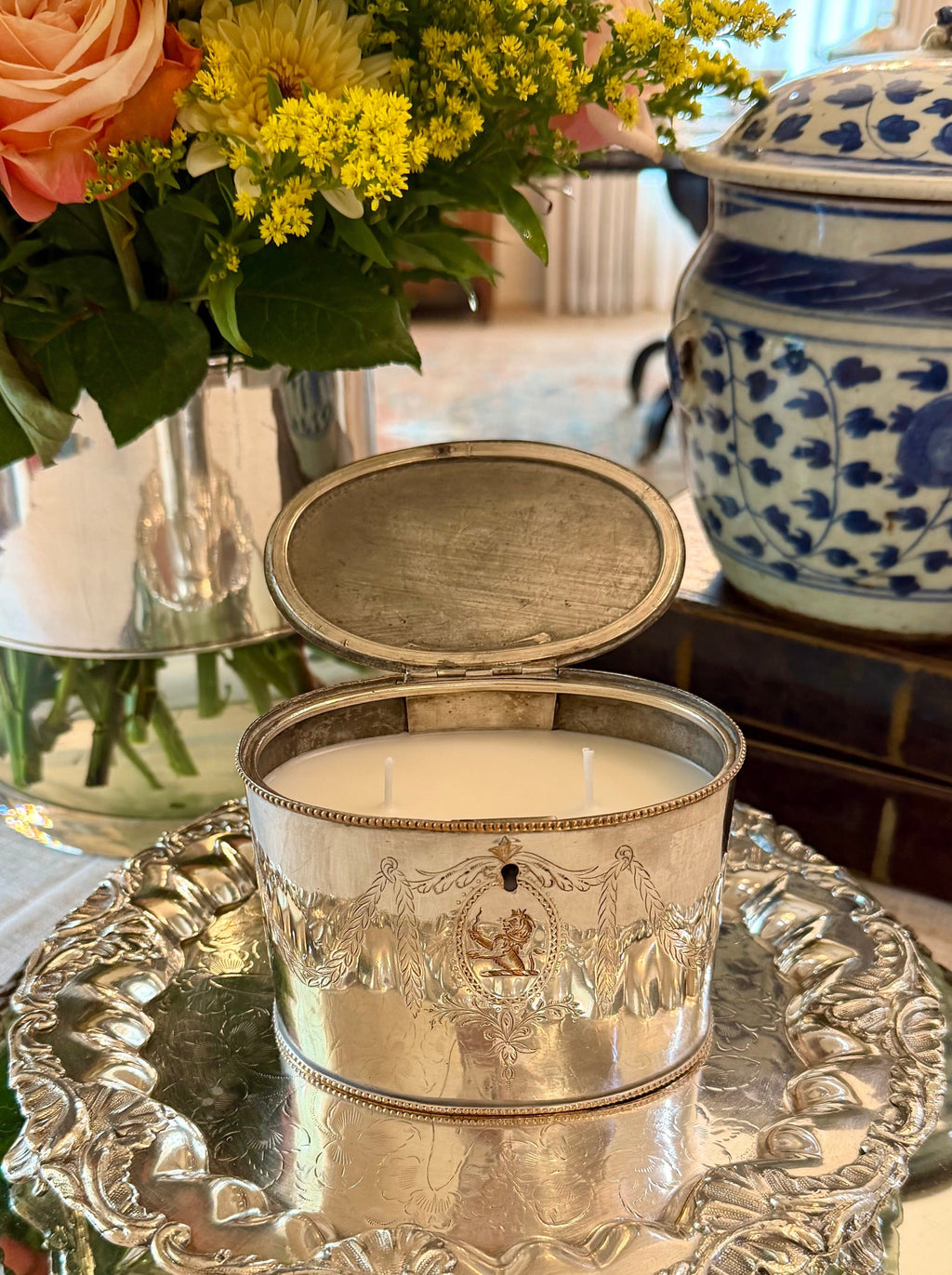 Antique Victorian Silver-Plated Oval Tea Caddy