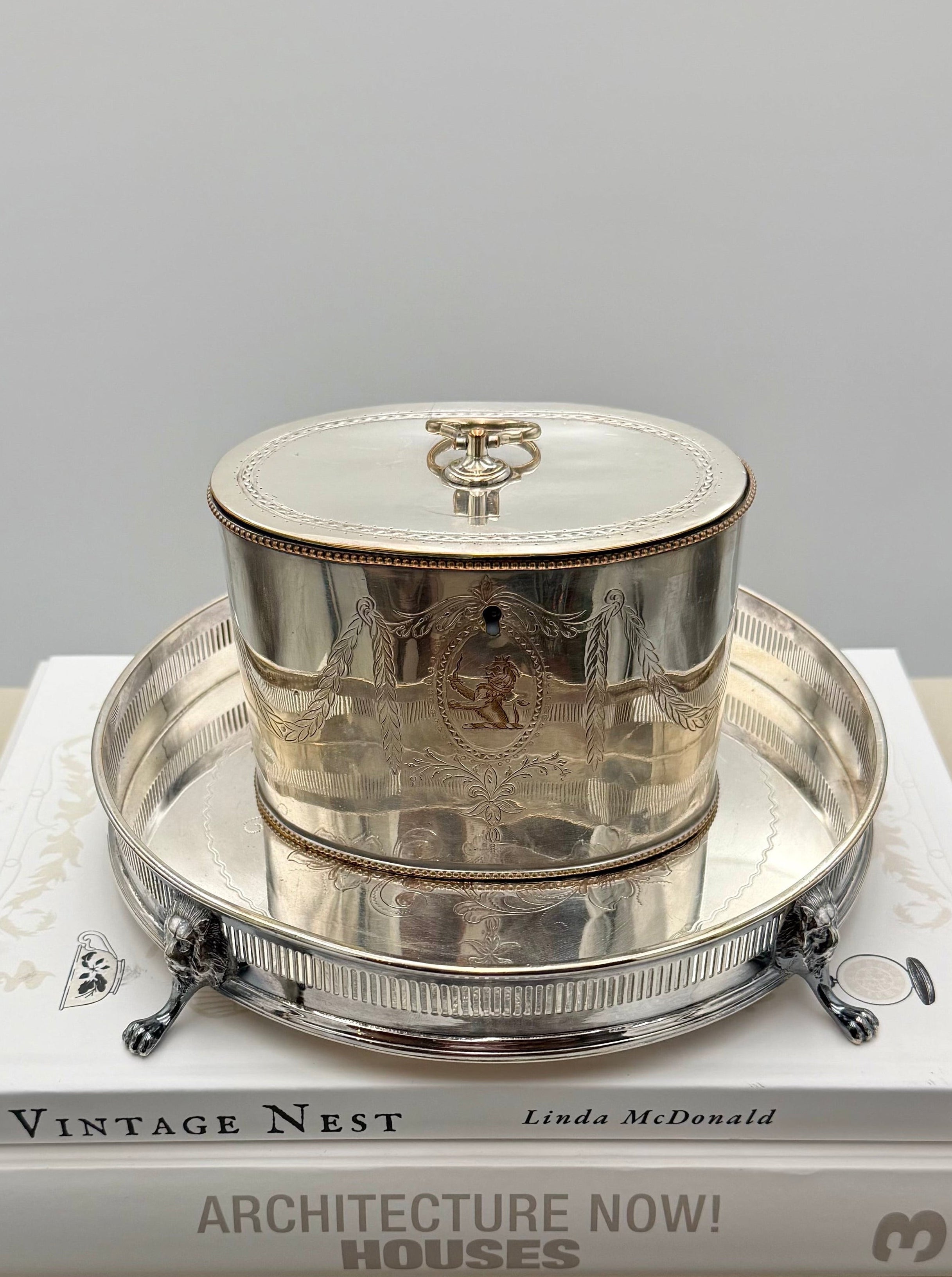Antique Victorian Silver-Plated Oval Tea Caddy