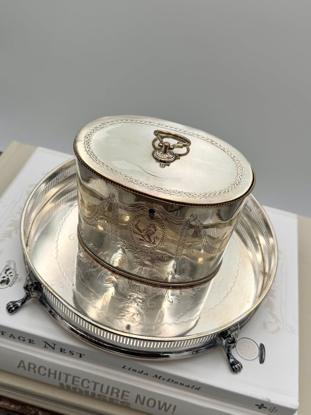 Antique Victorian Silver-Plated Oval Tea Caddy