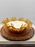 Vintage Fenton Amber Glass with a Ruffled Edge