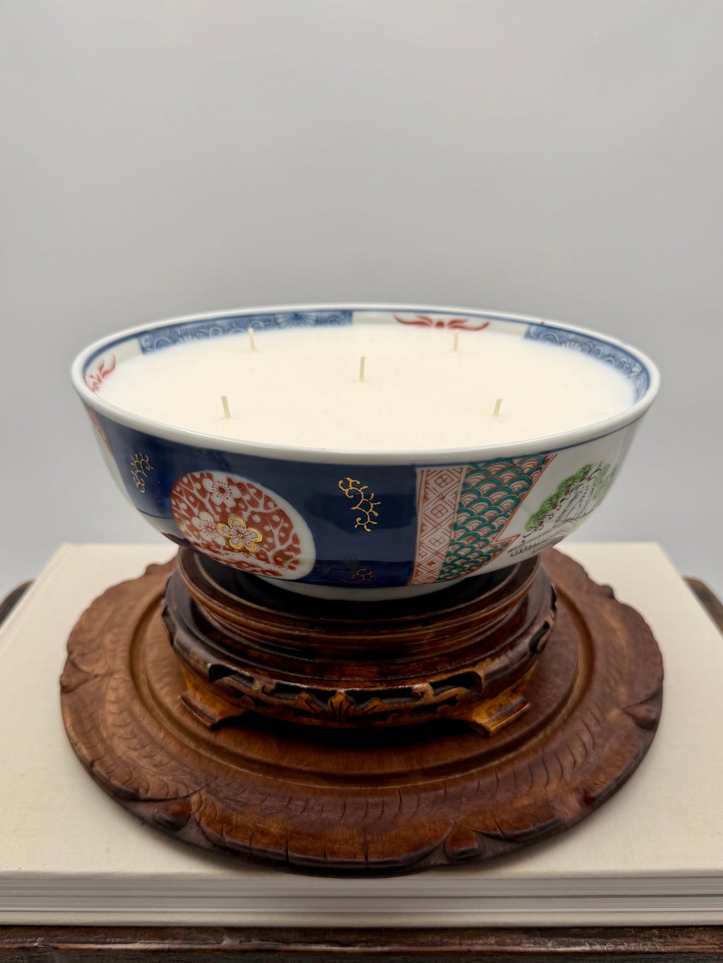 Vintage Japanese Imari Porcelain Bowl with Stand