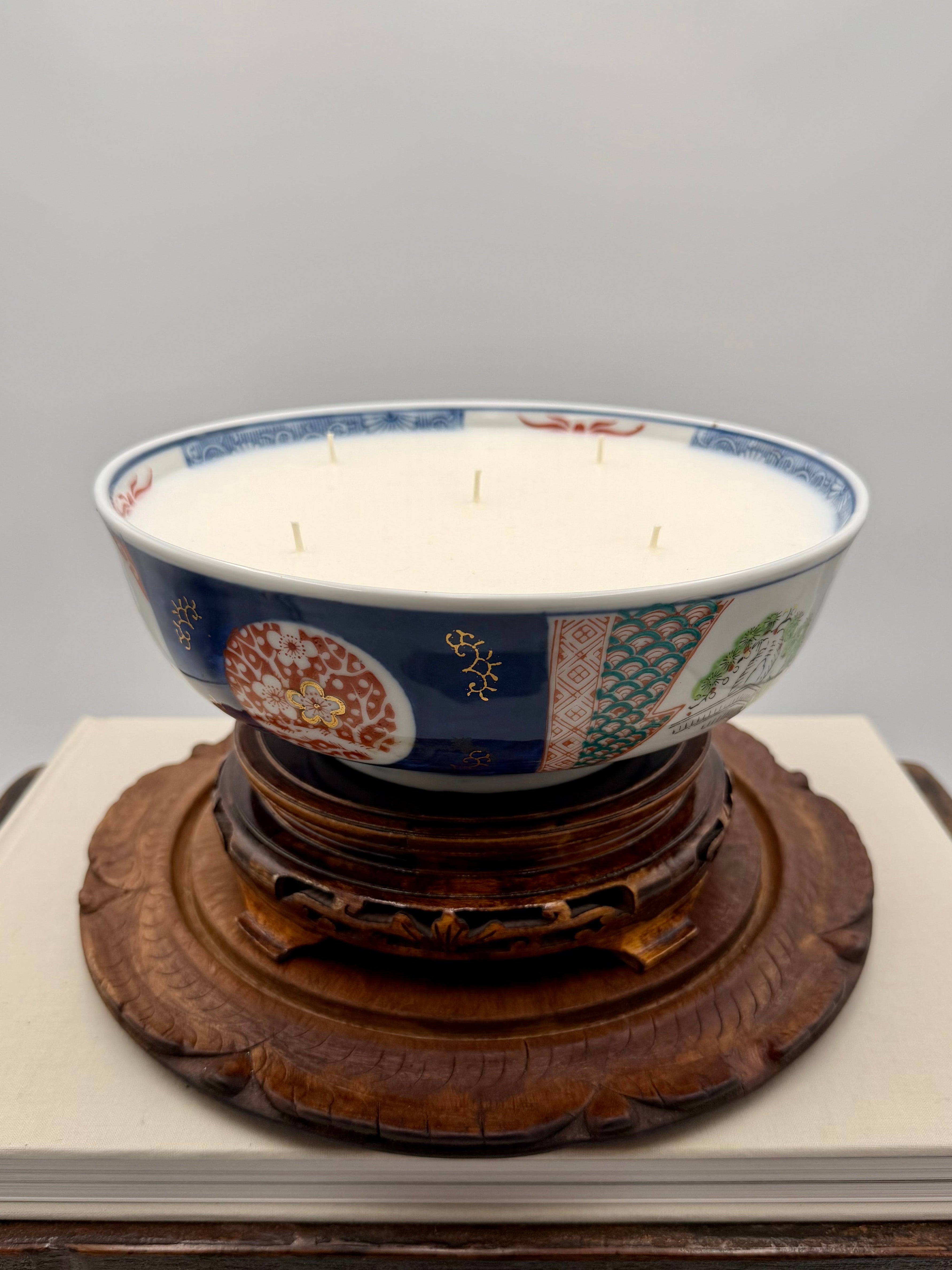 Vintage Japanese Imari Porcelain Bowl with Stand
