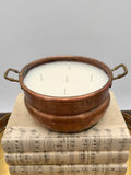 Vintage Hand-Hammered Copper Pot with Brass Handles