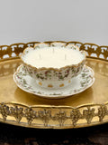 Antique Haviland Limoges Pink Rose Garland Floral Swag Bowl with Gold Trim and Underplate