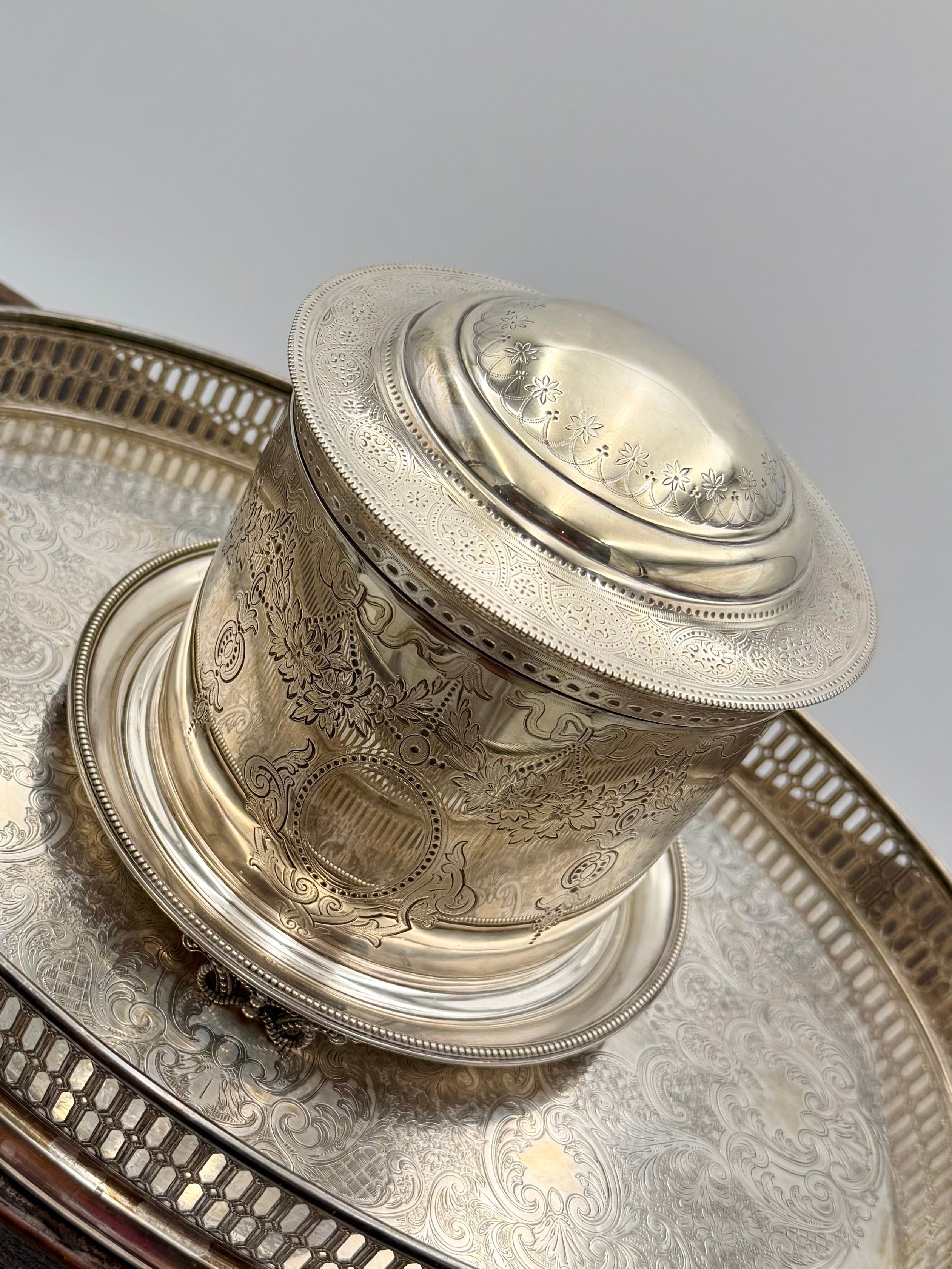 Antique Elkington & Co Silver-Plated Biscuit Barrel
