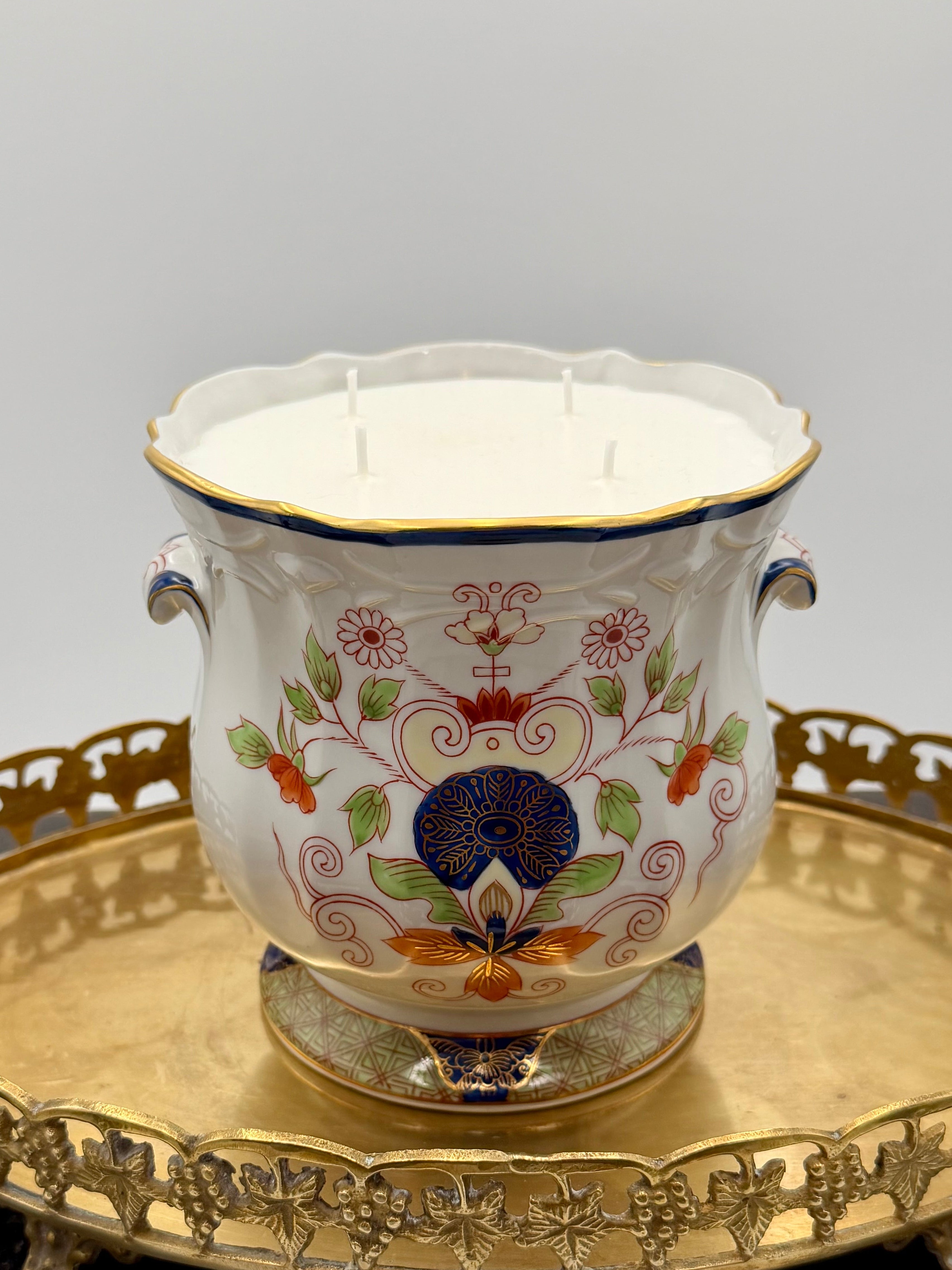 Royal Dahlia Hand-Painted Porcelain Cachepot