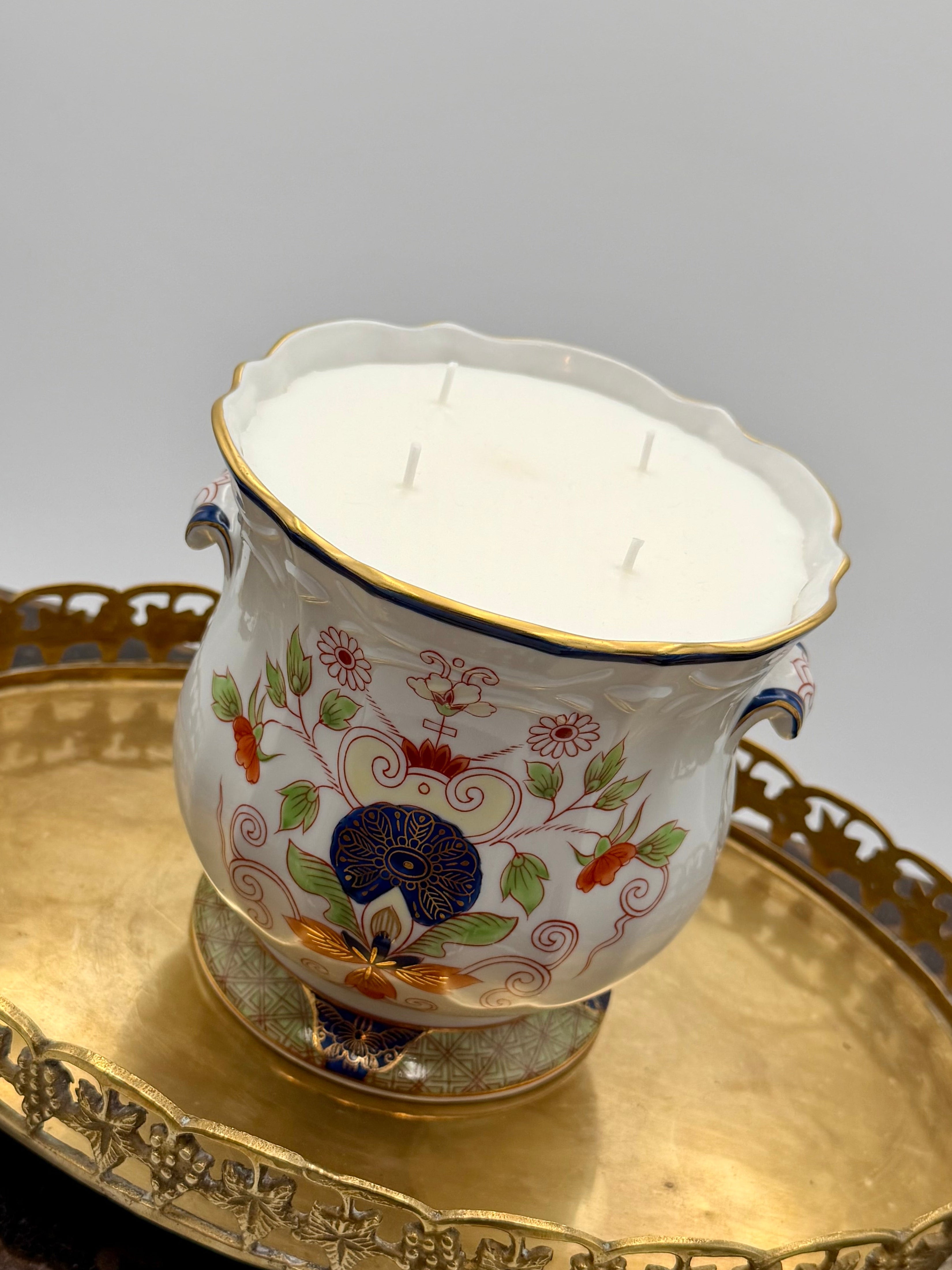 Royal Dahlia Hand-Painted Porcelain Cachepot