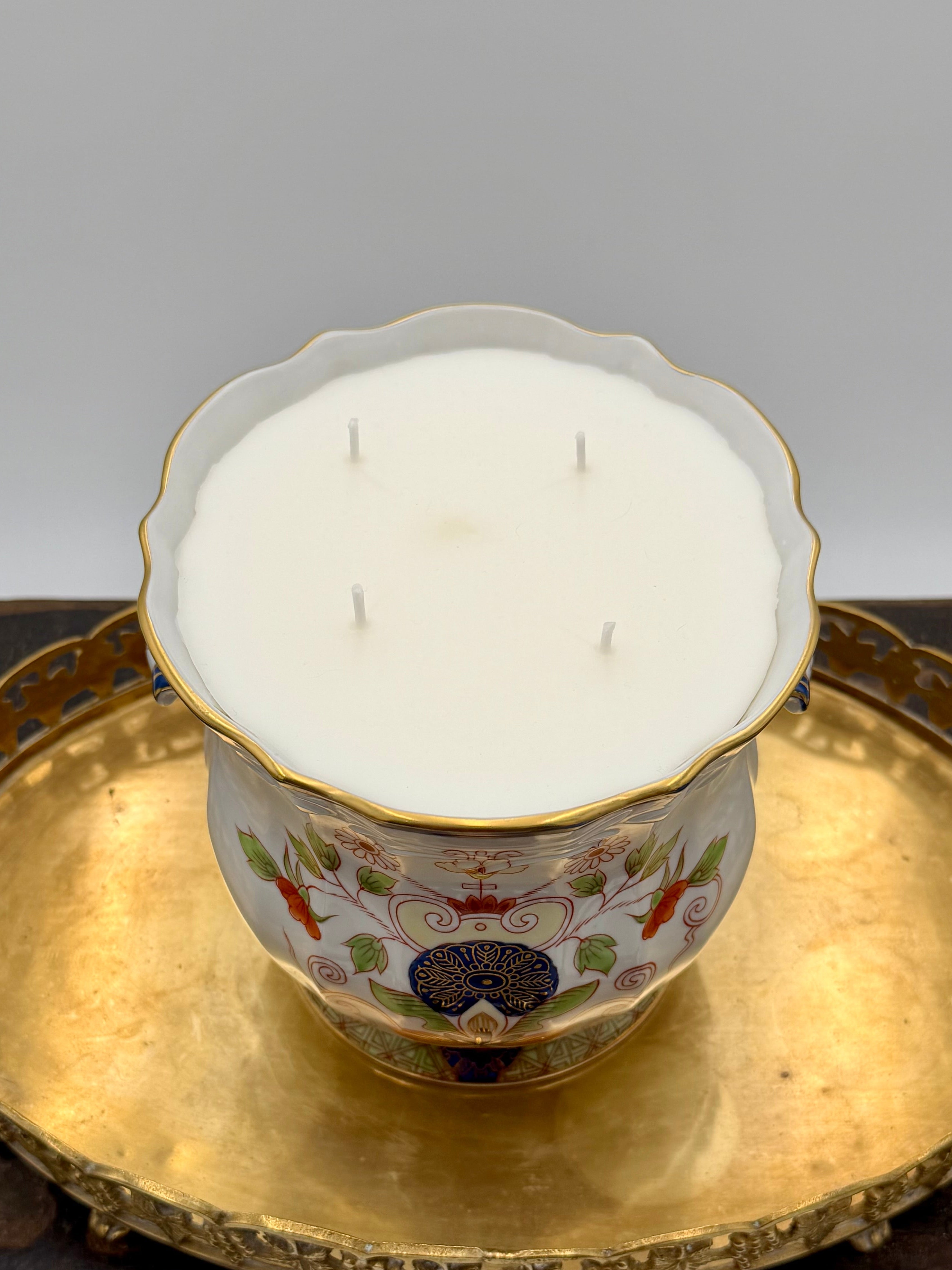 Royal Dahlia Hand-Painted Porcelain Cachepot