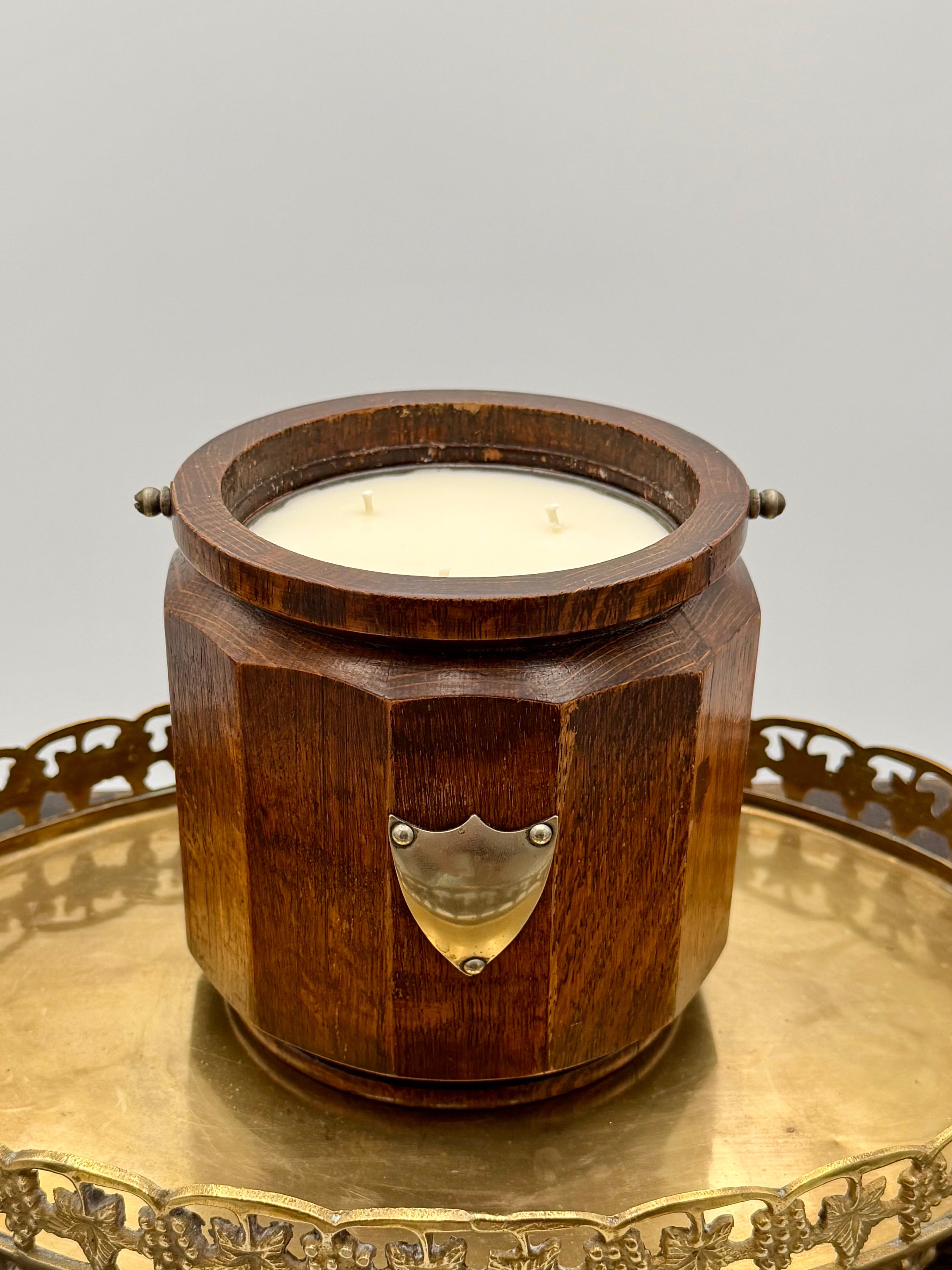Antique Oak and Silver-Plated Biscuit Barrel - England 19th Century