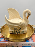 Mid Century Modern White Ceramic Swan Planter by McCoy
