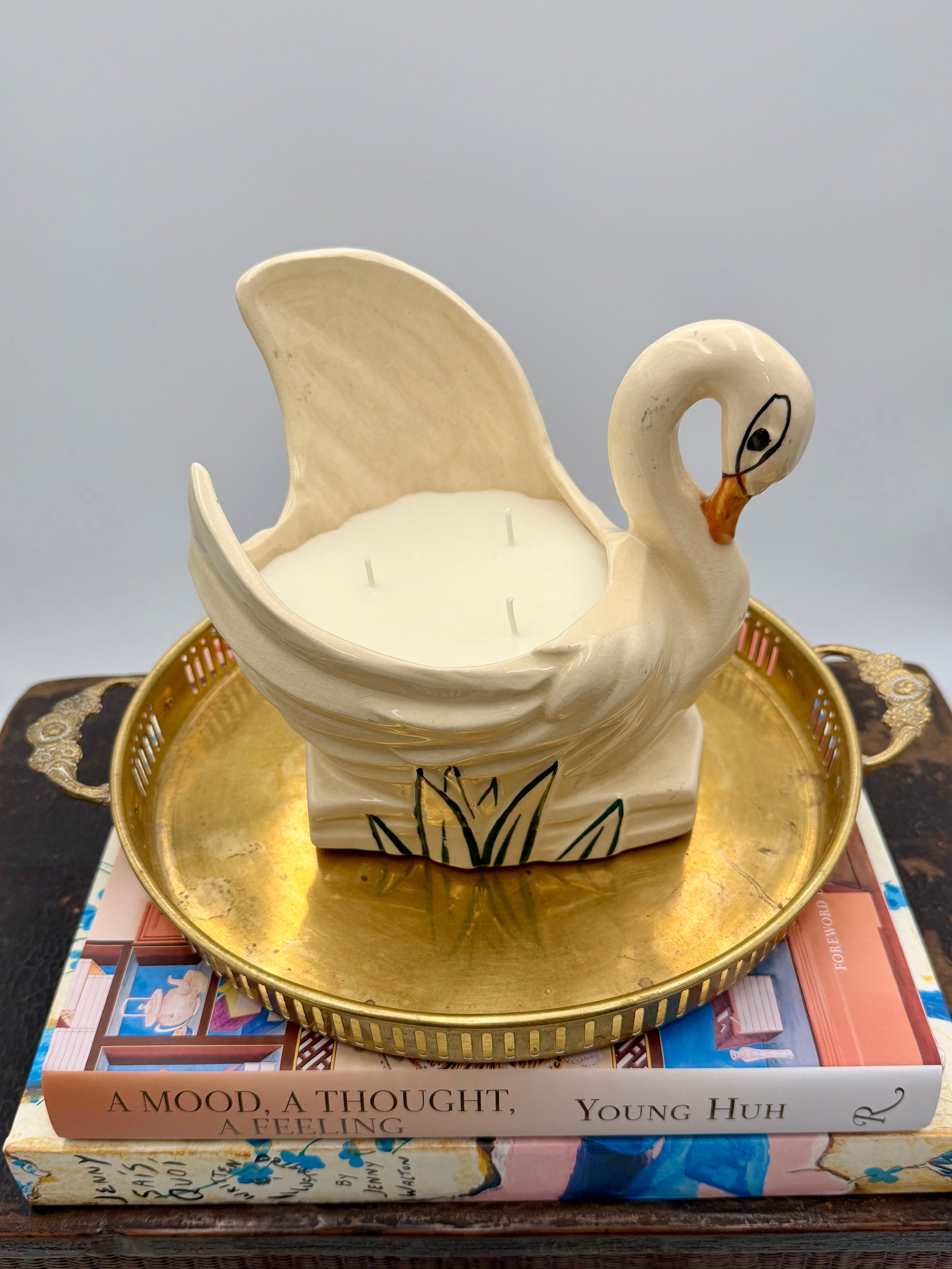 Mid Century Modern White Ceramic Swan Planter by McCoy