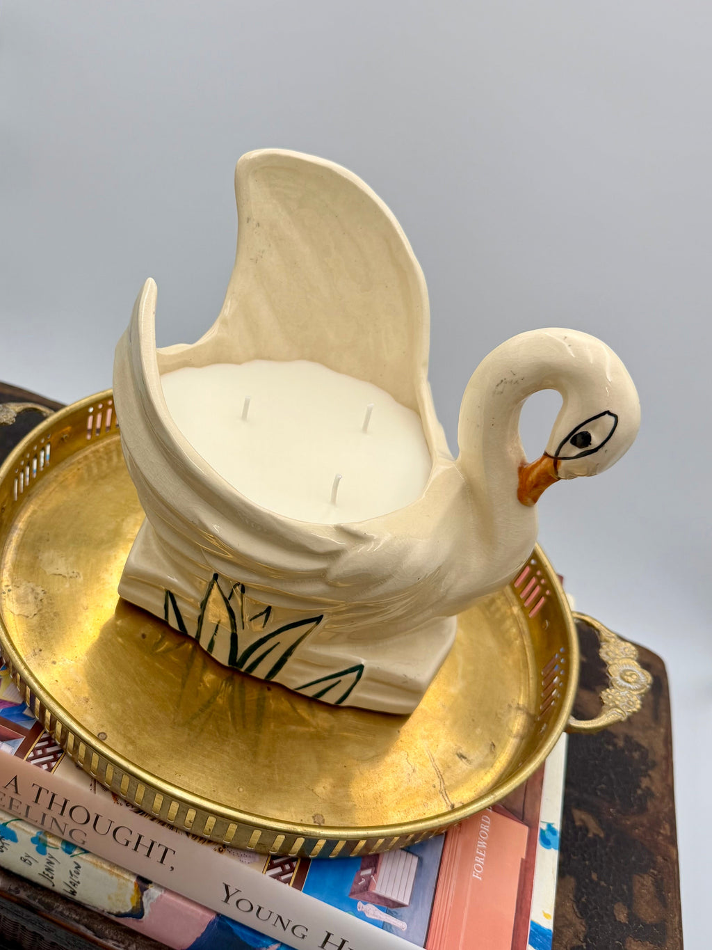 Mid Century Modern White Ceramic Swan Planter by McCoy
