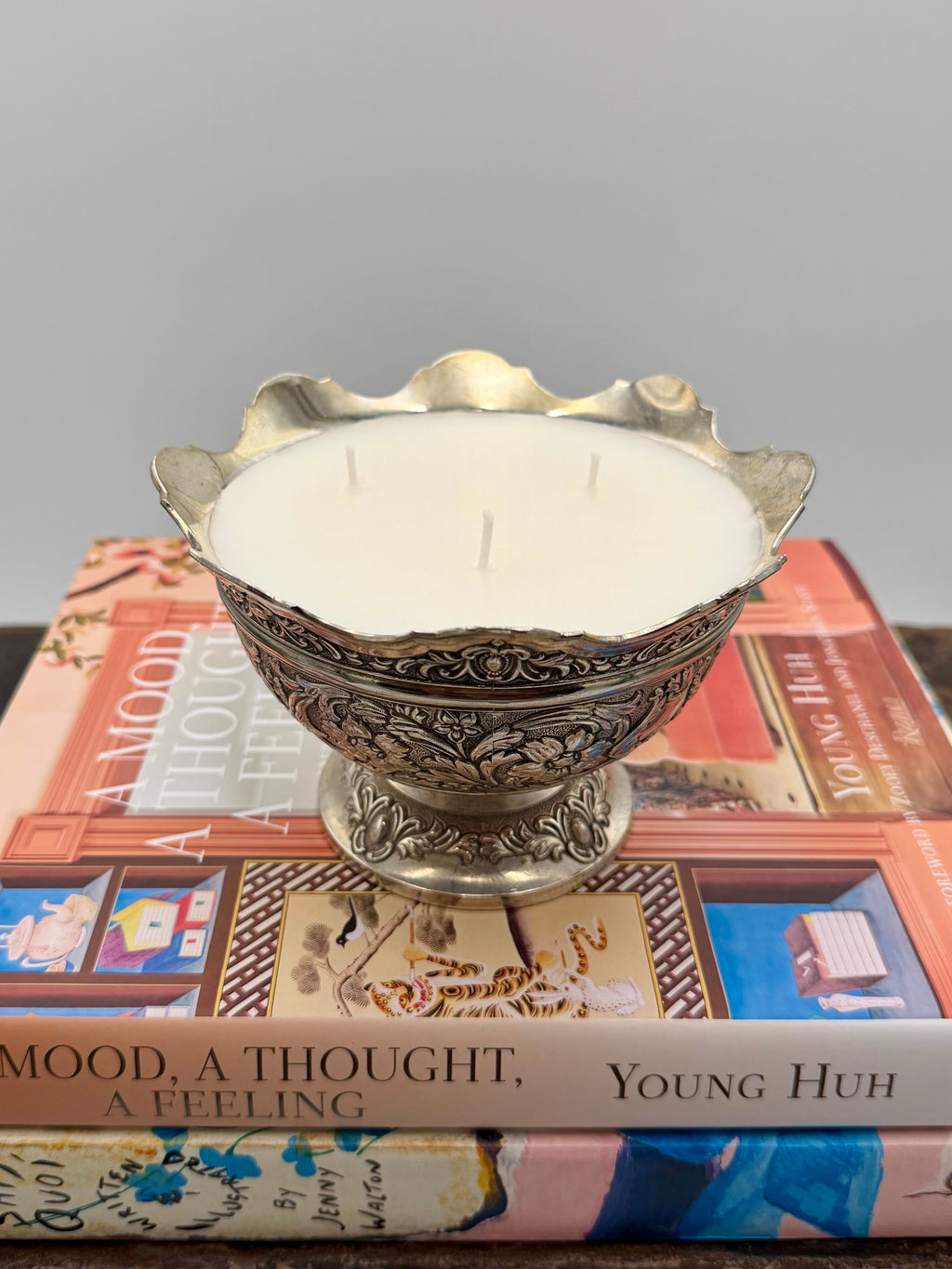 Heavy Vintage Repousse Silver-Plated Pedestal Bowl