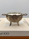 Vintage Ornate Floral Scroll Silver-Plated Footed Candy Dish