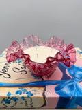 Vintage Fenton Glass Cranbury Optic Diamond Bowl with Ruffled Edge