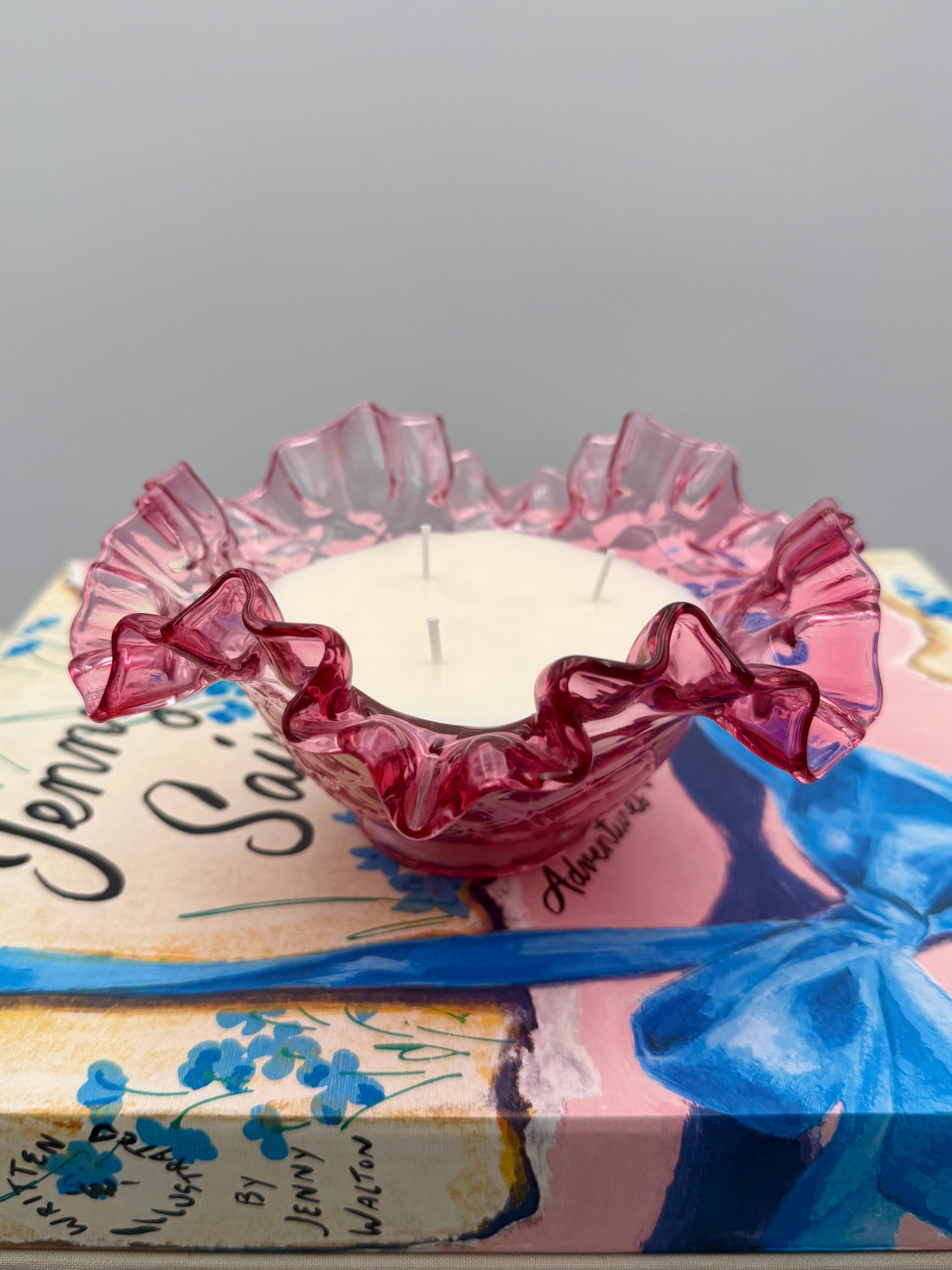 Vintage Fenton Glass Cranbury Optic Diamond Bowl with Ruffled Edge