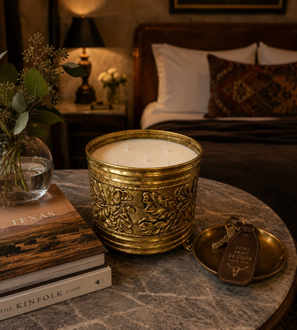 Vintage Brass Oak Leaf Cachepot with Paw Feet
