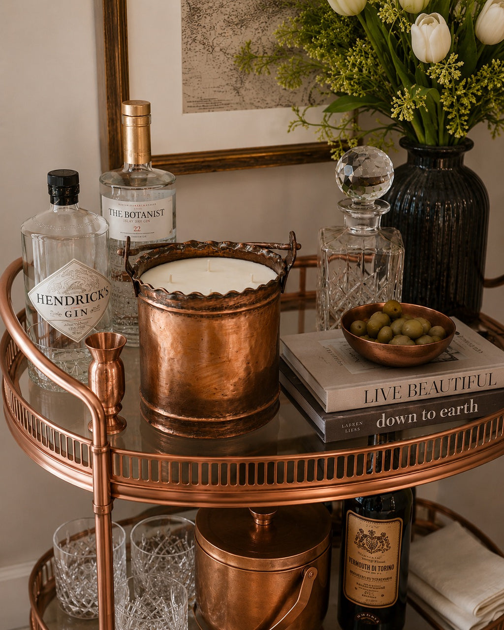 Vintage Hand-hammered Copper Bucket